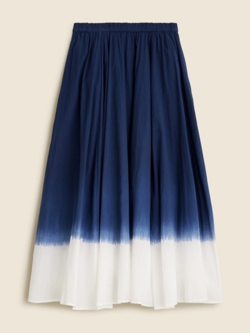 Pull on midi skirt in dip dyed cotton voile In BLUE DIP
